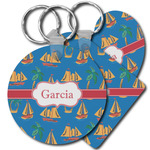 Boats & Palm Trees Plastic Keychain (Personalized)