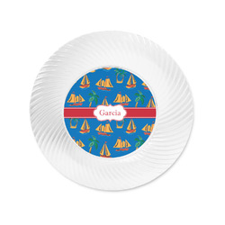 Boats & Palm Trees Plastic Party Appetizer & Dessert Plates - 6" (Personalized)
