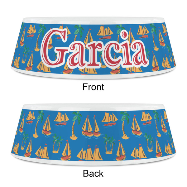 Boats & Palm Trees Plastic Pet Bowls - Small - APPROVAL
