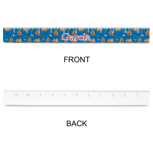 Boats & Palm Trees Plastic Ruler - 12" - APPROVAL