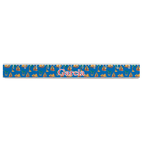 Boats & Palm Trees Plastic Ruler - 12" - FRONT