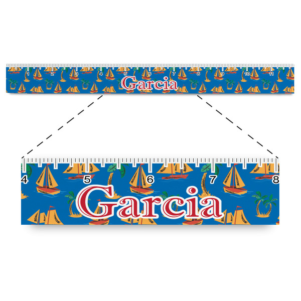 Custom Boats & Palm Trees Plastic Ruler - 12" (Personalized)