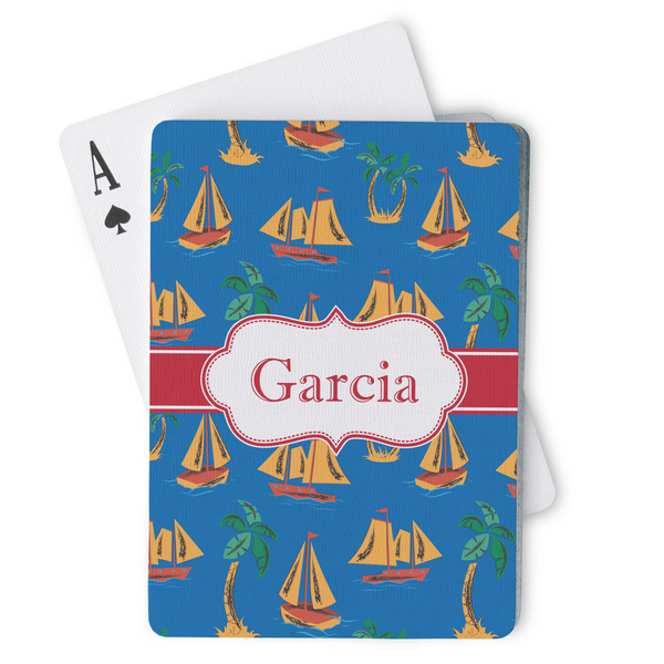 Custom Boats & Palm Trees Playing Cards (Personalized)
