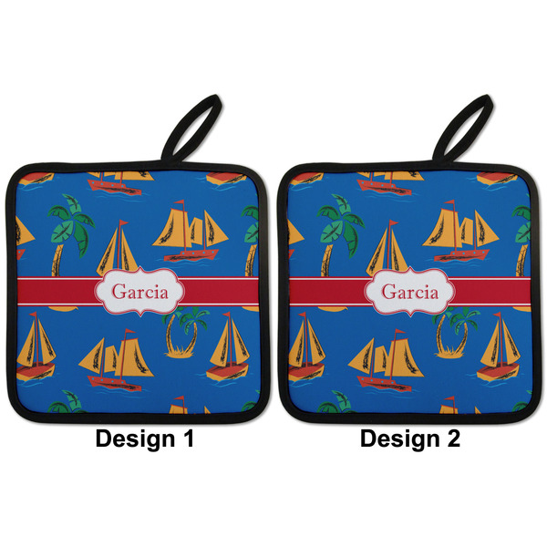 Boats & Palm Trees Pot Holders - Set of 2 APPROVAL