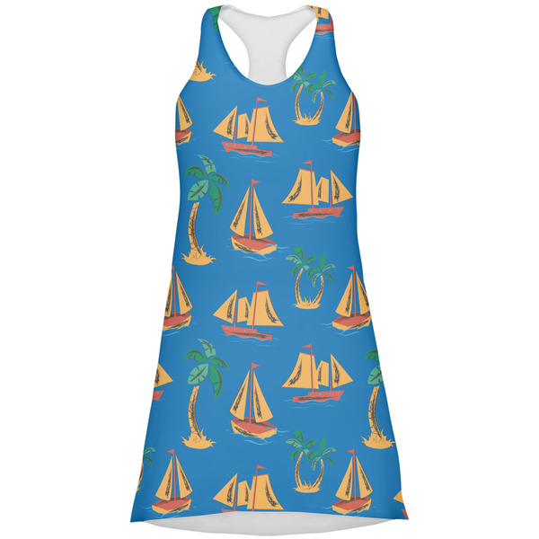Custom Boats & Palm Trees Racerback Dress - Small