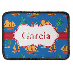 Boats & Palm Trees Iron On Rectangle Patch w/ Name or Text