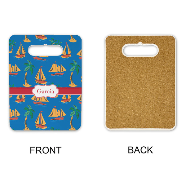 Boats & Palm Trees Rectangle Trivet with Handle - APPROVAL