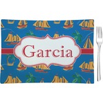 Boats & Palm Trees Rectangular Glass Appetizer / Dessert Plate - Single or Set (Personalized)