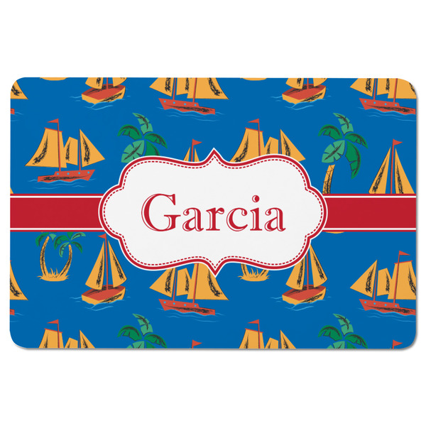 Boats & Palm Trees Rectangular Fridge Magnet - FRONT