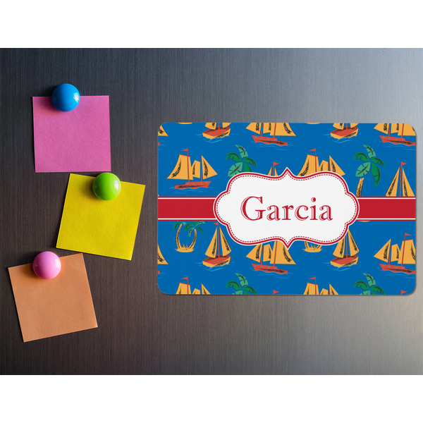 Boats & Palm Trees Rectangular Fridge Magnet - LIFESTYLE