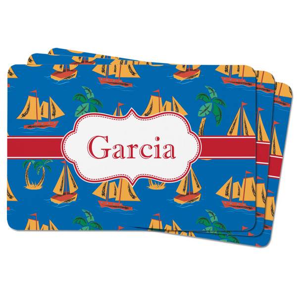 Boats & Palm Trees Rectangular Fridge Magnet - THREE
