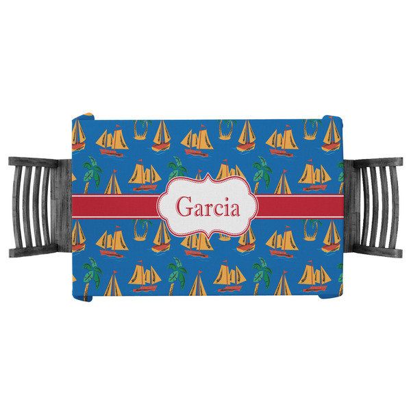 Custom Boats & Palm Trees Tablecloth - 58"x58" (Personalized)