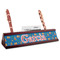 Boats & Palm Trees Red Mahogany Nameplates with Business Card Holder - Angle