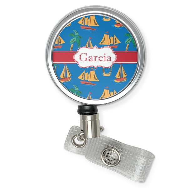 Custom Boats & Palm Trees Retractable Badge Reel (Personalized)