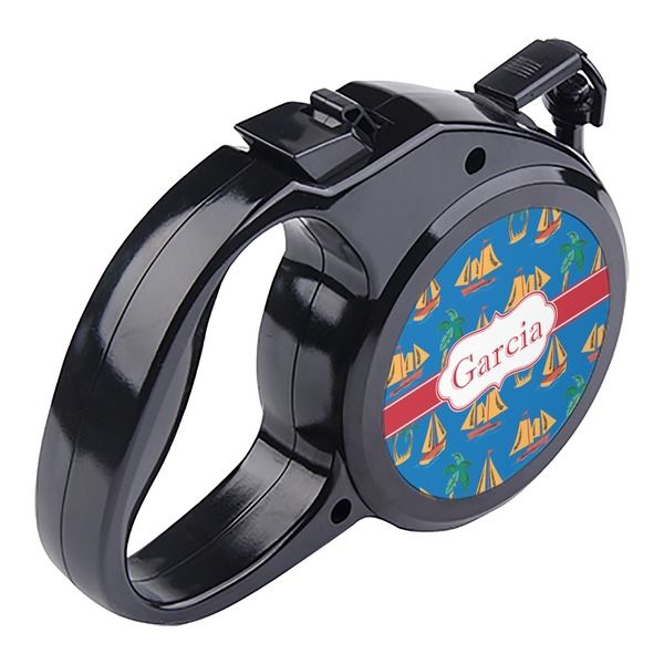 Boats & Palm Trees Retractable Dog Leash - Angle