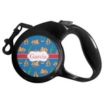 Boats & Palm Trees Retractable Dog Leash - Medium (Personalized)