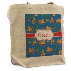 Boats & Palm Trees Reusable Cotton Grocery Bag - Single (Personalized)
