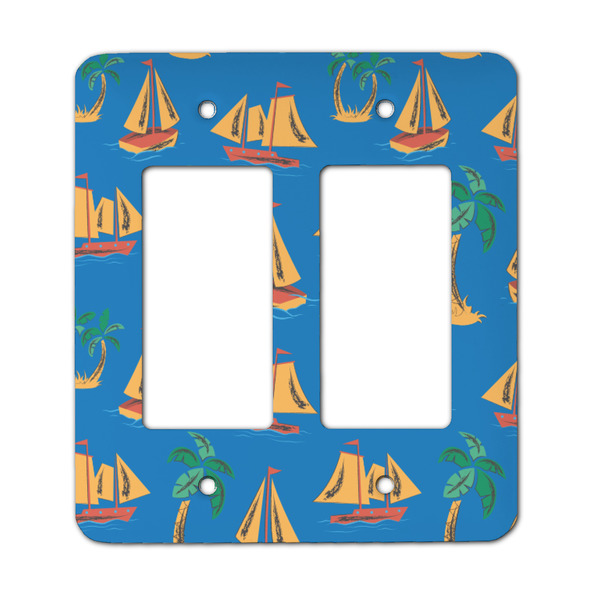 Custom Boats & Palm Trees Rocker Style Light Switch Cover - Two Switch