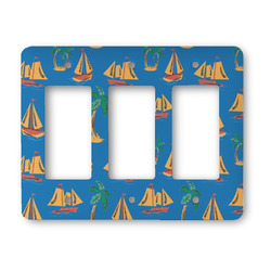 Boats & Palm Trees Rocker Style Light Switch Cover - Three Switch