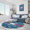 Boats & Palm Trees Round Area Rug - IN CONTEXT