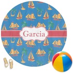 Boats & Palm Trees Round Beach Towel (Personalized)