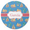 Boats & Palm Trees Round Rubber Backed Coaster (Personalized)