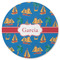 Boats & Palm Trees Round Rubber Backed Coaster (Personalized)