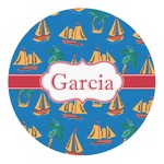 Boats & Palm Trees Round Decal (Personalized)