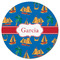 Boats & Palm Trees Round Fridge Magnet - FRONT
