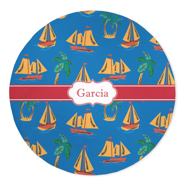 Custom Boats & Palm Trees 5' Round Indoor Area Rug (Personalized)