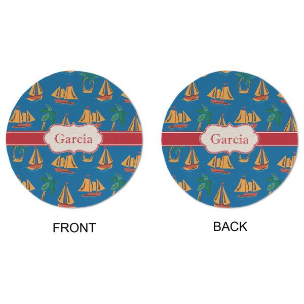 Boats & Palm Trees Round Linen Placemats - APPROVAL (double sided)