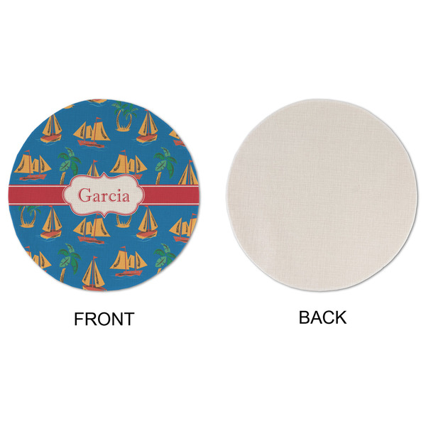 Boats & Palm Trees Round Linen Placemats - APPROVAL (single sided)