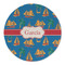 Boats & Palm Trees Round Linen Placemats - FRONT (Double Sided)