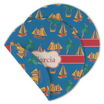 Boats & Palm Trees Round Linen Placemat - Double Sided (Personalized)