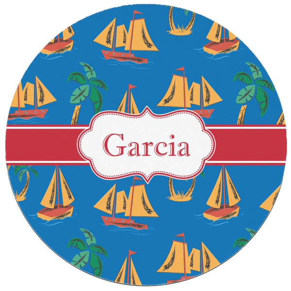 Boats & Palm Trees Round Mousepad - APPROVAL