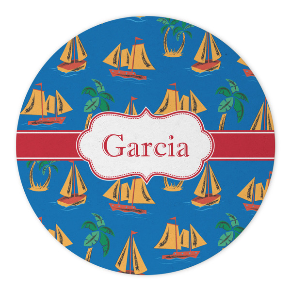 Boats & Palm Trees Round Paper Coaster - Approval