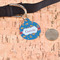 Boats & Palm Trees Round Pet ID Tag - Large - In Context