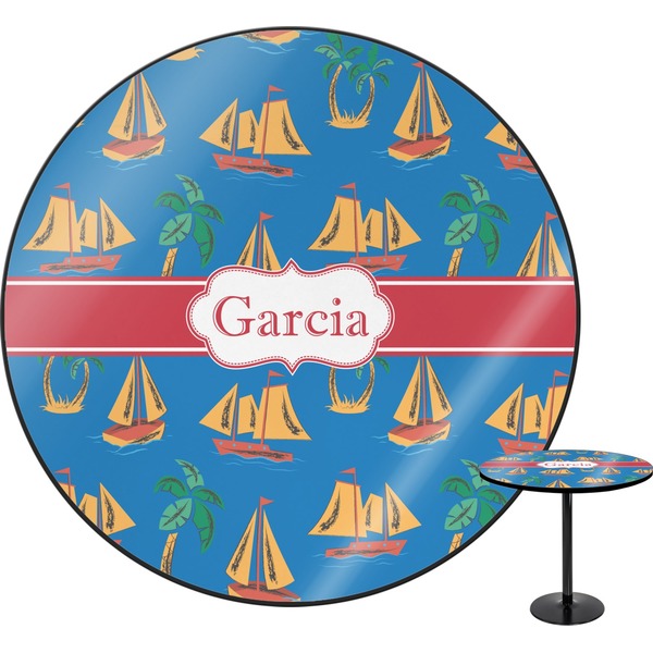 Custom Boats & Palm Trees Round Table - 24" (Personalized)
