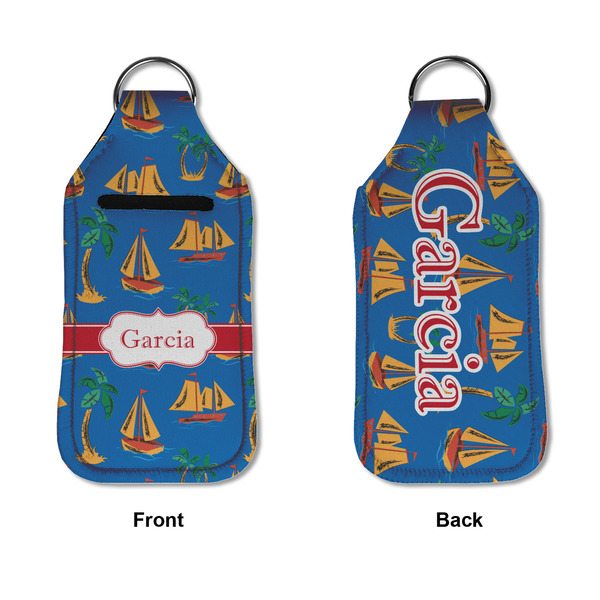 Boats & Palm Trees Sanitizer Holder Keychain - Large APPROVAL (Flat)