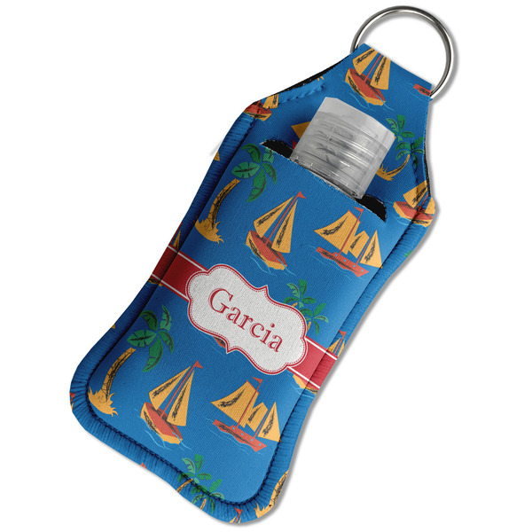 Boats & Palm Trees Sanitizer Holder Keychain - Large in Case