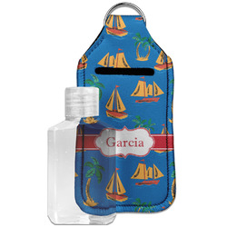 Boats & Palm Trees Hand Sanitizer & Keychain Holder - Large (Personalized)