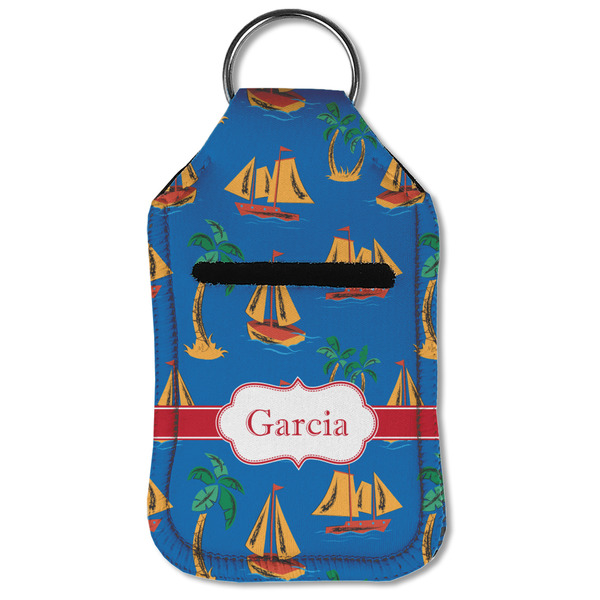 Boats & Palm Trees Sanitizer Holder Keychain - Small (Front Flat)