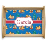 Boats & Palm Trees Natural Wooden Tray - Large (Personalized)
