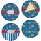 Boats & Palm Trees Set of 4 Glass Appetizer / Dessert Plate 8" (Personalized)