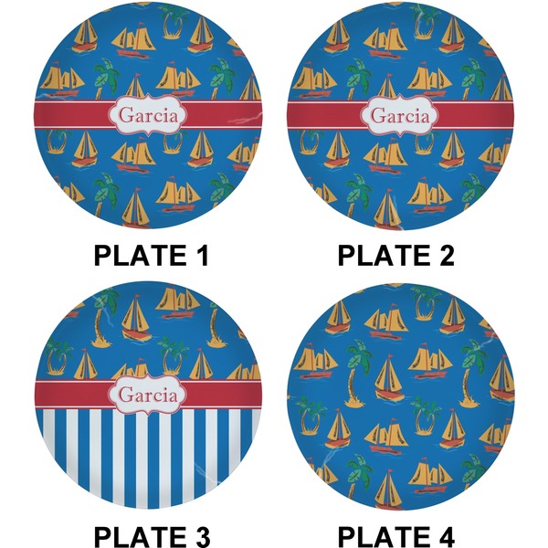 Boats & Palm Trees Set of Lunch / Dinner Plates (Approval)