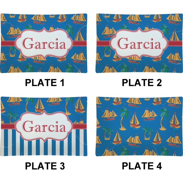 Boats & Palm Trees Set of Rectangular Appetizer / Dessert Plates (Approval)