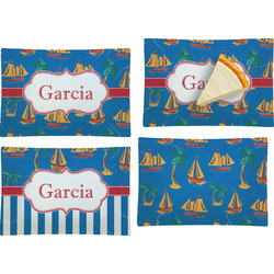 Boats & Palm Trees Set of 4 Glass Rectangular Appetizer / Dessert Plate (Personalized)