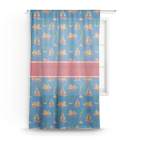 Custom Boats & Palm Trees Sheer Curtain - 50"x84"