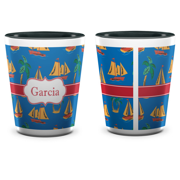Boats & Palm Trees Shot Glass - Two Tone - APPROVAL