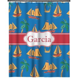 Boats & Palm Trees Extra Long Shower Curtain - 70"x84" (Personalized)